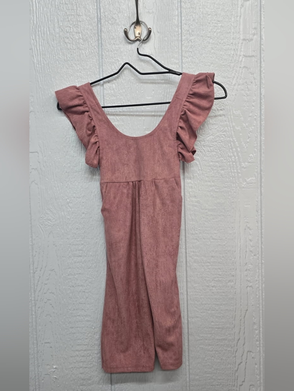 New Honey Bean Girls Size 3 Mauve Ruffle-Sleeve Jumpsuit